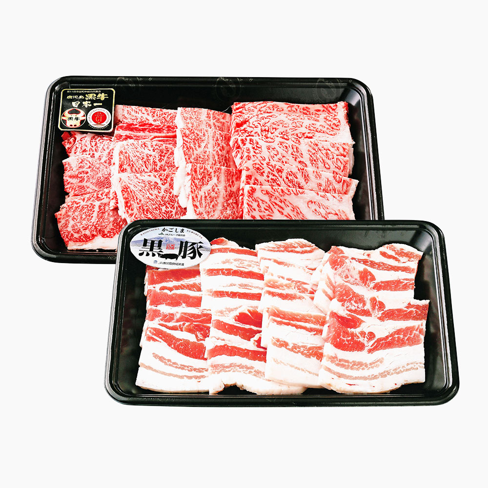 鹿児島グルメeギフトカード 7,500円コース 黒牛・黒豚焼肉セット